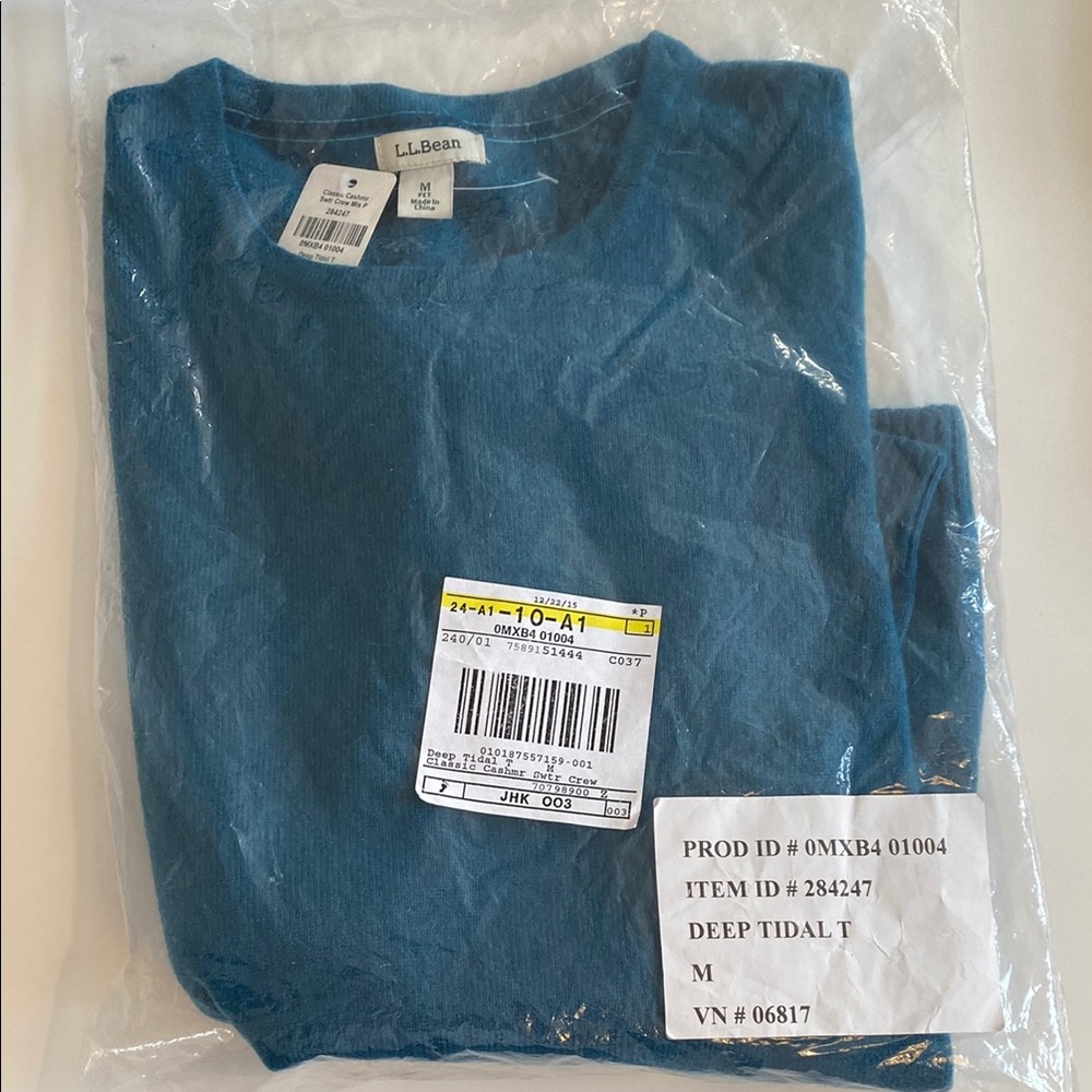 P Med LL Bean Cashmere NWT Deep Tidal T Petite Medium Sweater Long Sleeved